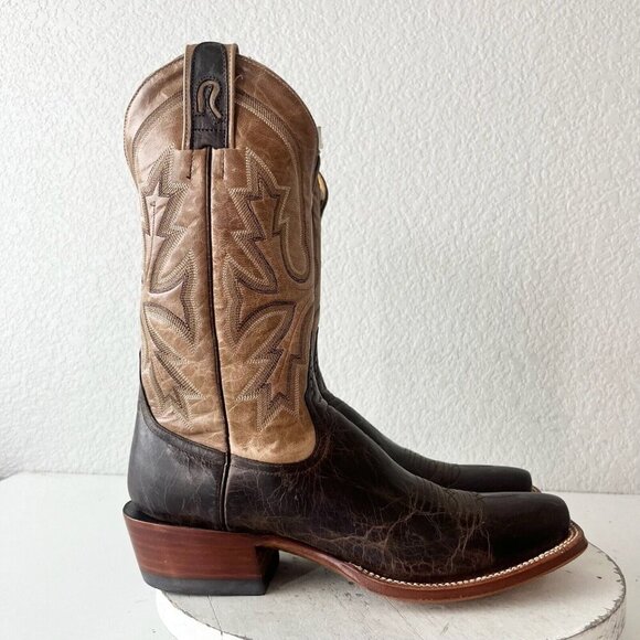 Rod Patrick Mens Cowboy Boots 10.5AA Antique Mocha Bison Brown Leather Western - Picture 2 of 12